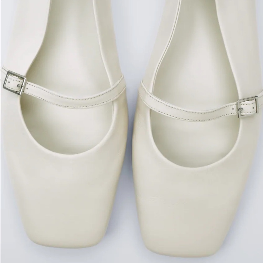 COPY - Zara Leather Ballet Flats (Square Toe) NWT - Picture 4 of 6